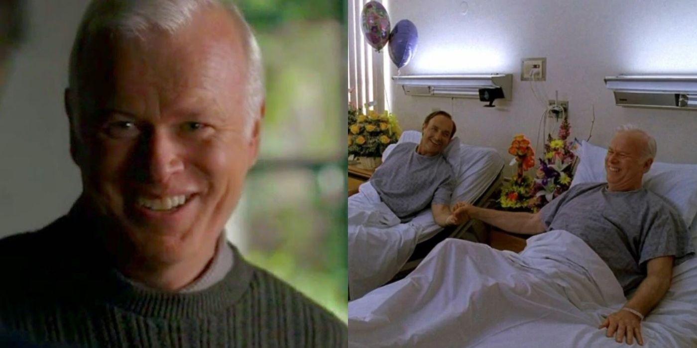 Split image of Anthony and Locke and his father in the hospital on Lost