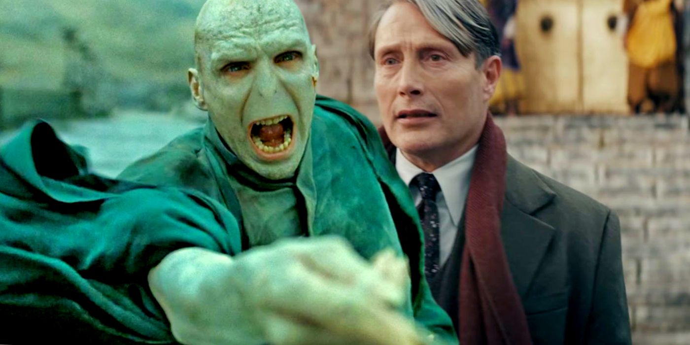 Lord Voldemort in Harry Potter and Grindelwald in Fantastic Beasts 3.