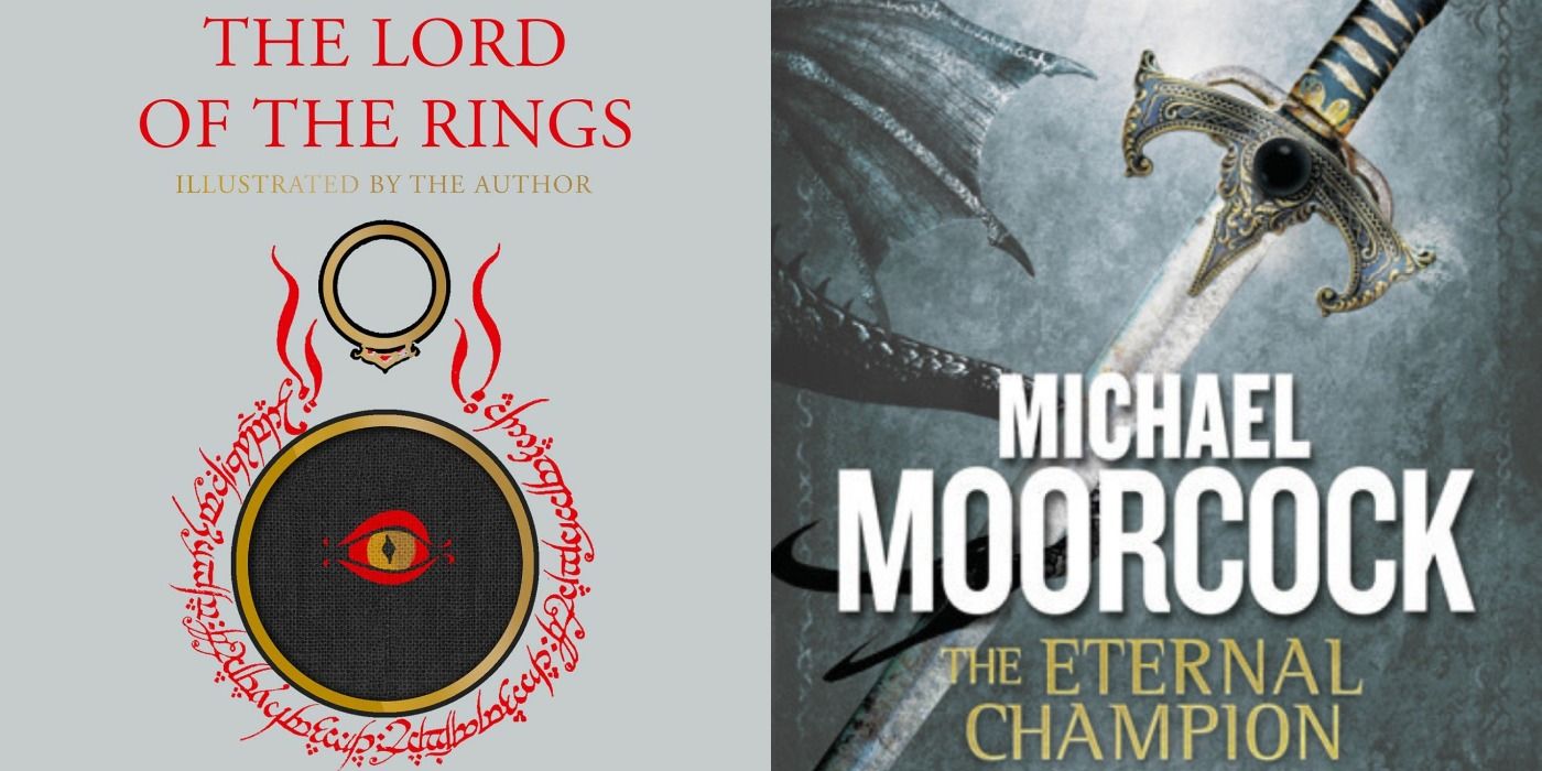 Split image of The Lord of the Rings and The Eternal Champion book cover art.