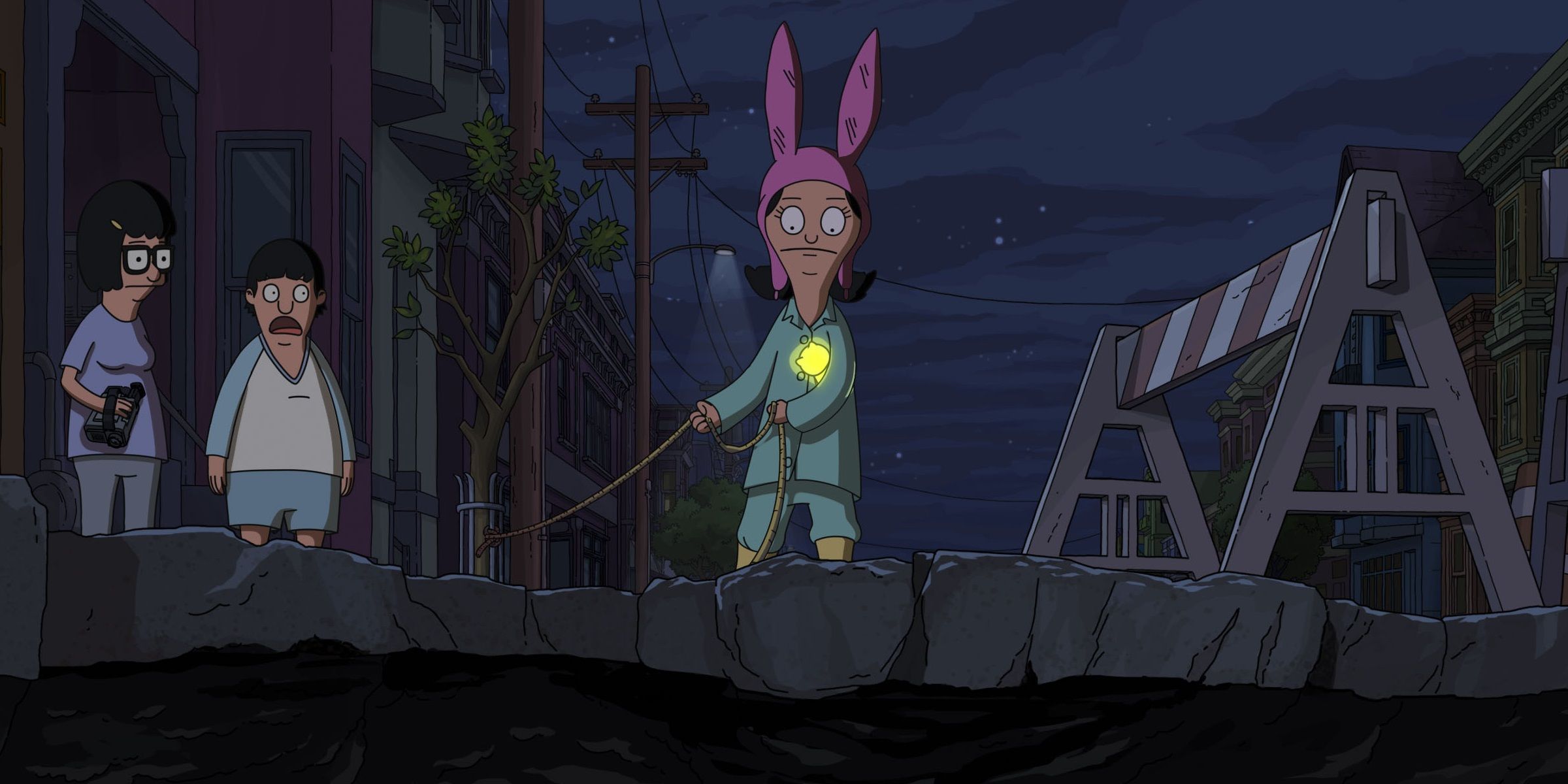 Louise prepares to climb into the sinkhole in The Bob's Burgers Movie