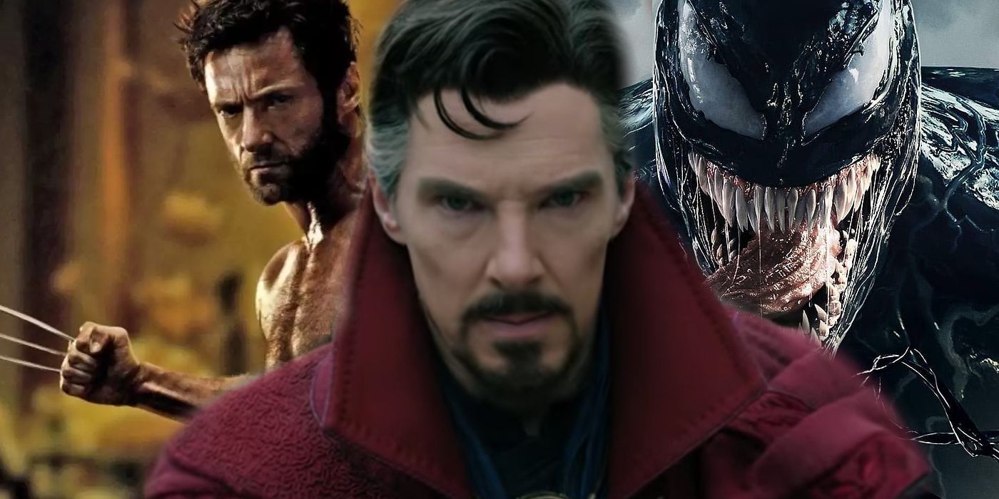 Doctor Strange in MoM with Hugh Jackman's Wolverine and Tom Hardy's Venom behind him