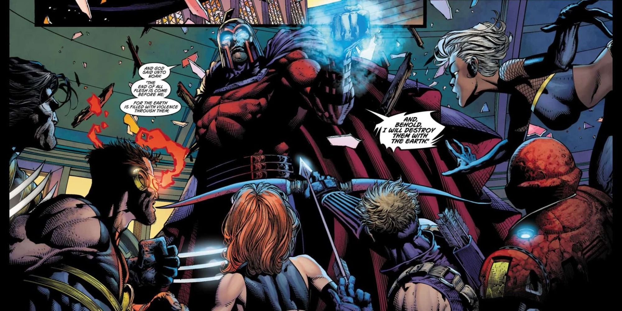 Magneto confronts the Avengers and X-Men in Ultimate Comics.