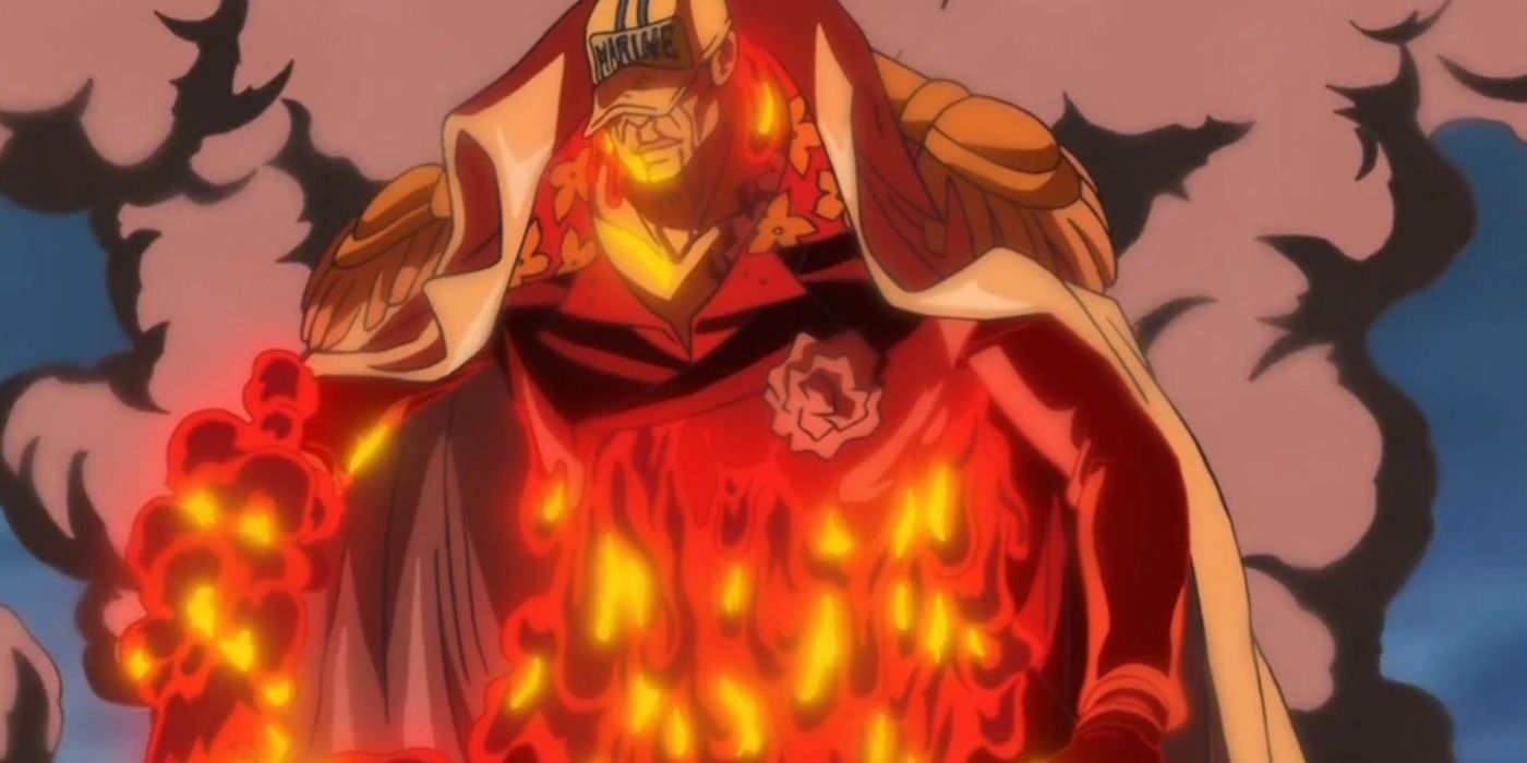 Akainu using his Magu Magu no Mi abilities.