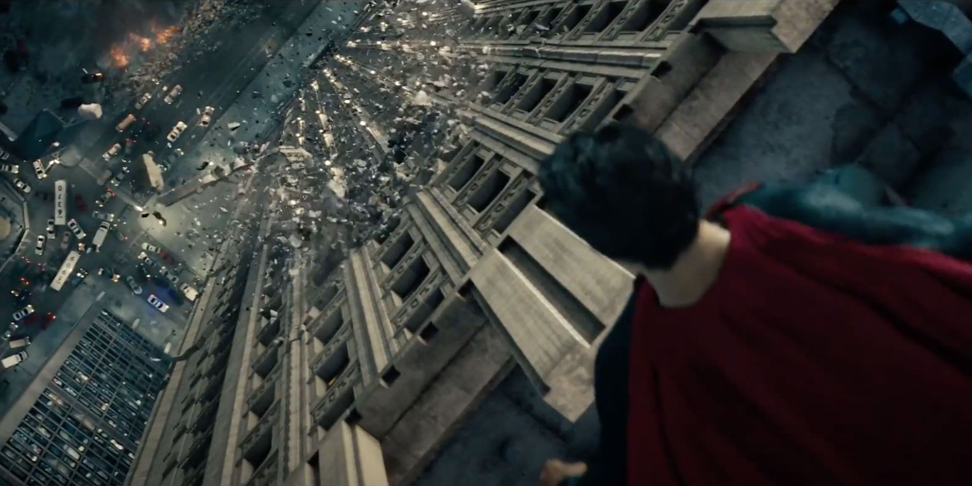 Superman on a building in Man of Steel