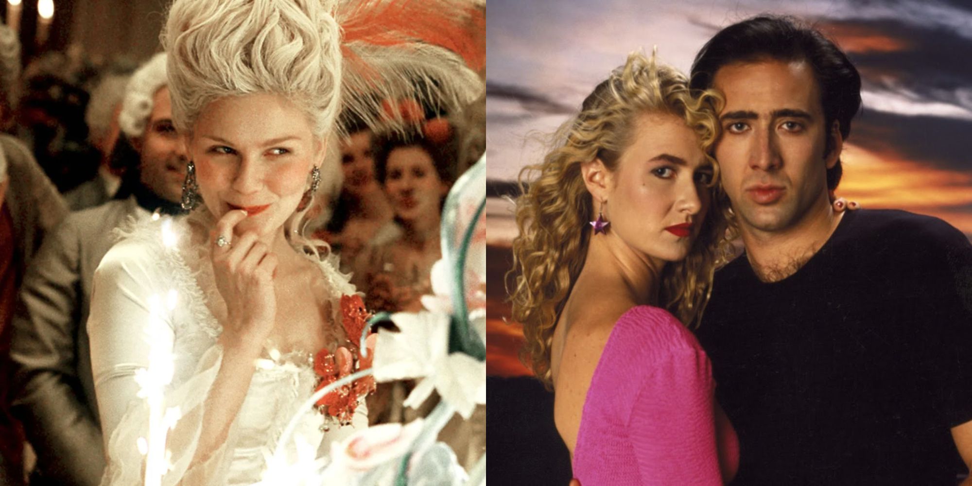 Split image showing characters from Marie Antoinette and Wild at Heart.