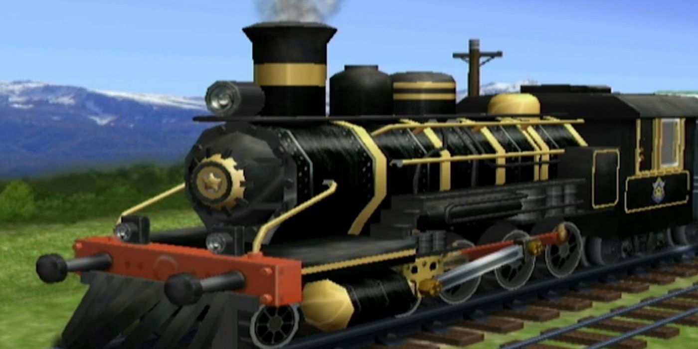 A moving train in Mario Party 8.
