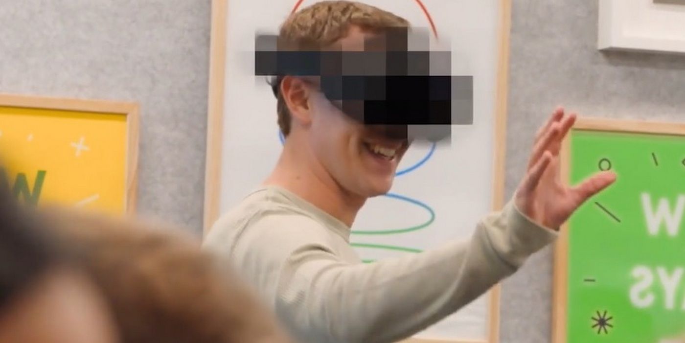 Mark Zuckerberg wearing Project Cambria headaset