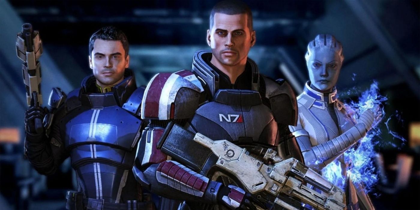 Kaidan, male Shepard and Liara in Mass Effect 3.