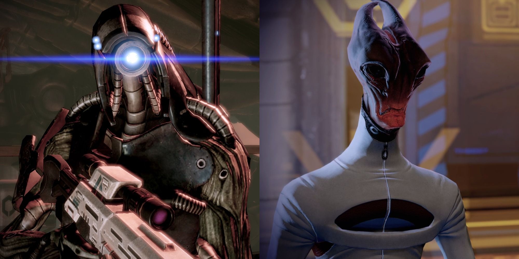 Split image showing Legion and Maelon in Mass Effect.