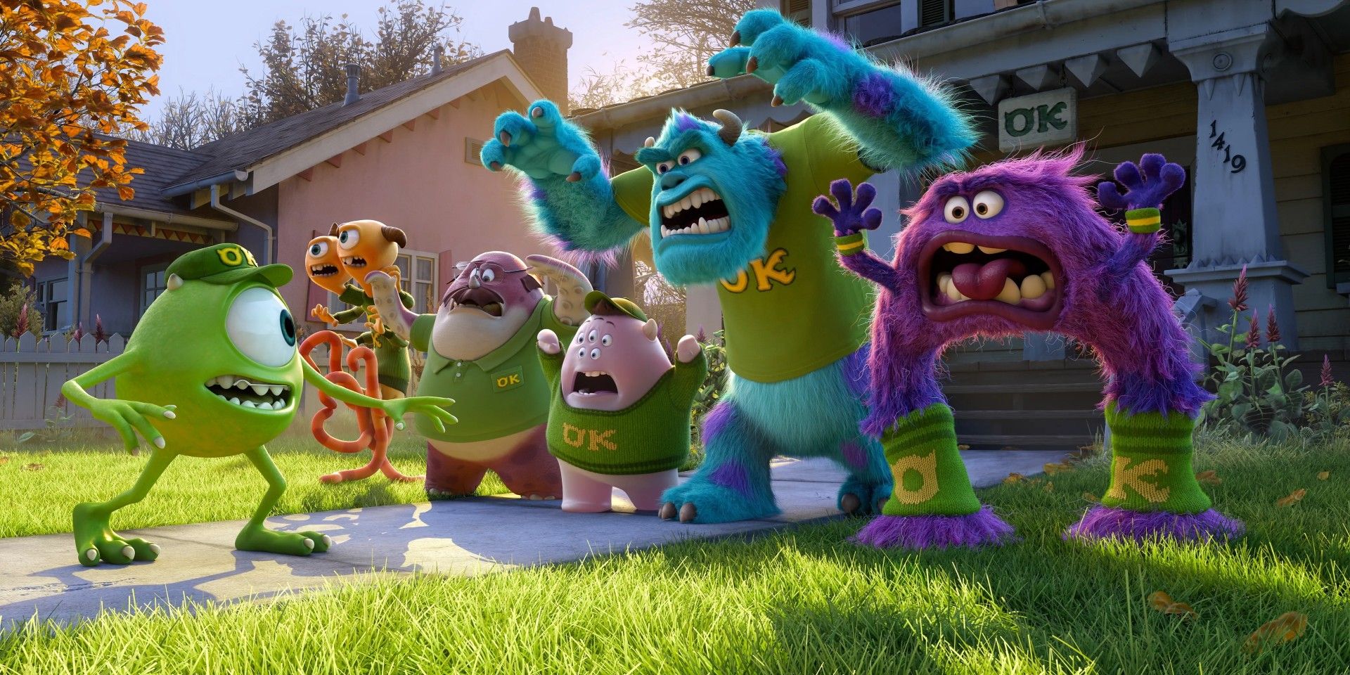 Mike and Sully become OK pledges together in Monsters University