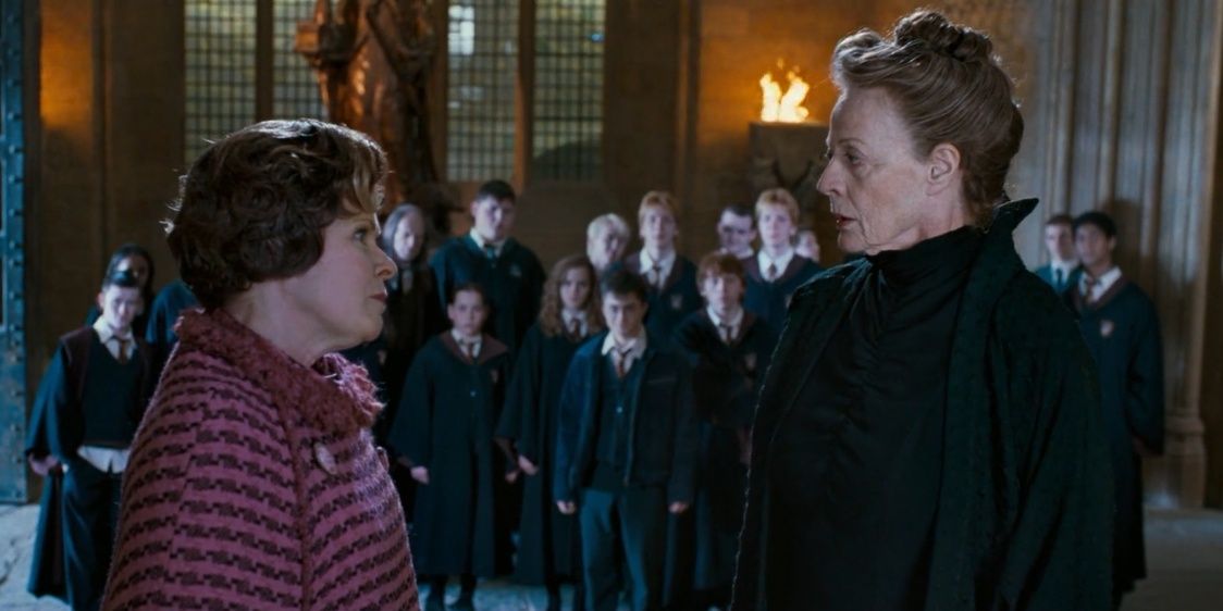 Minerva McGonagall arguing with Dolores Umbridge in Harry Potter and the Order of the Phoenix 