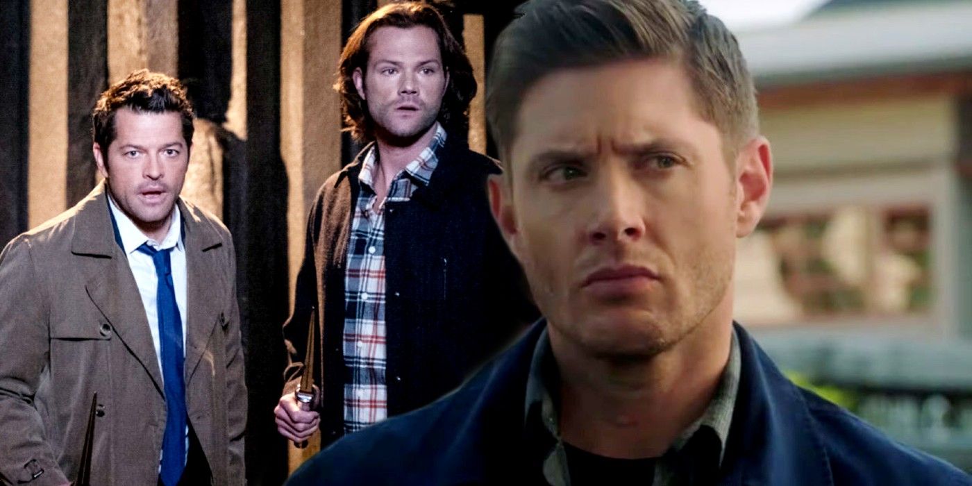 Misha Collins as Castiel Jared Padalecki as Sam WInchester and Jensen Ackles as Dean Winchester in Supernatural