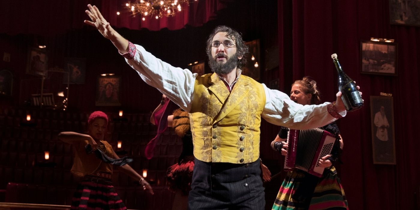 Josh Groban performing on stage in Natasha, Pierre &amp; The Great Comet Of 1812.