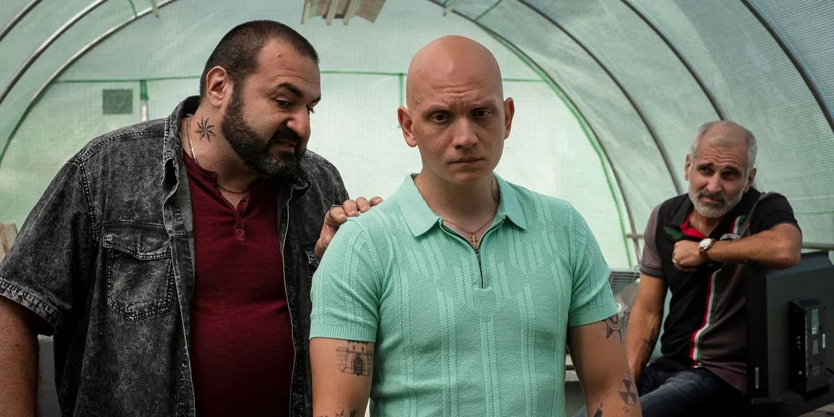 Nick Gracer as Yandar Anthony Carrigan as NoHo Hank and Turhan Troy Caylak as Akhmal in HBO Barry