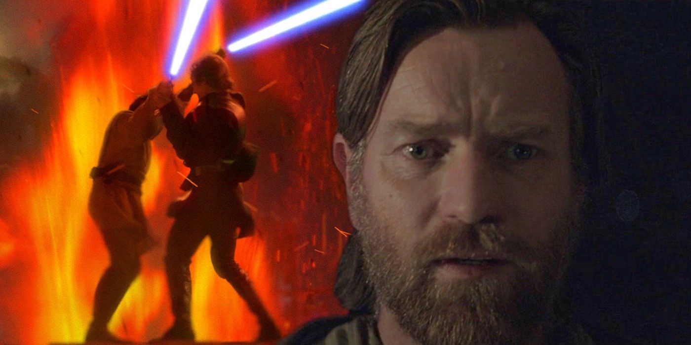 Obi Wan Kenobi Fights Anakin Vader on Mustafar