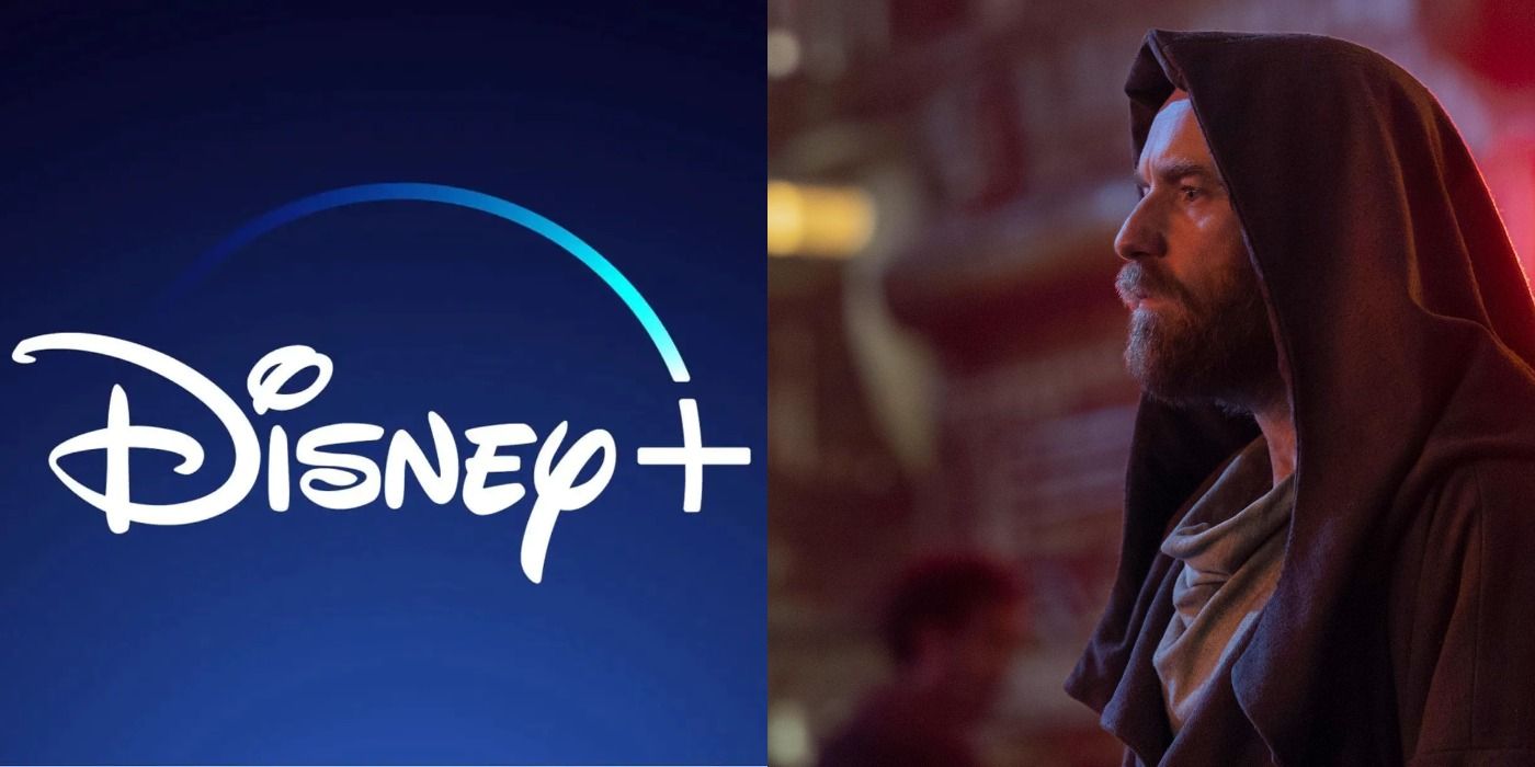 Obi Wan posed next to the Disney Plus Logo