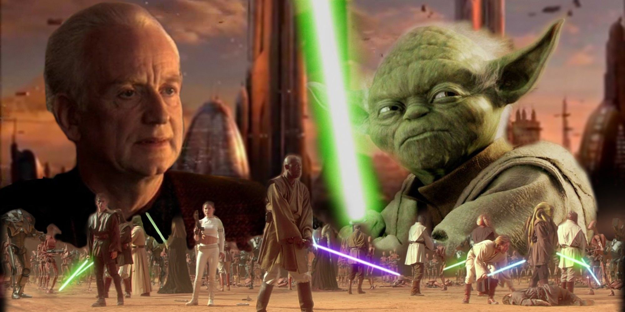 Palpatine and Yoda in the Star Wars prequels