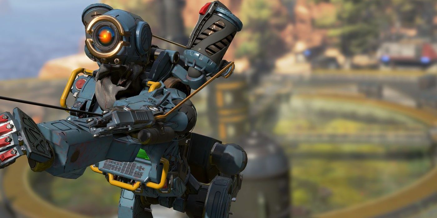 Pathfinder on his zipline in Apex Legends.