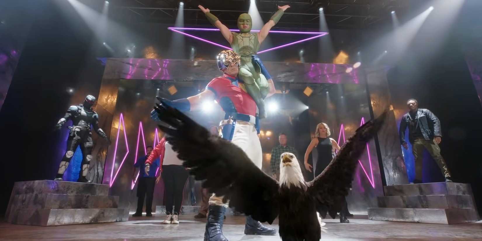 Peacemaker Opening Credits Dance Sequence with the cast all stood together (and Eagly)