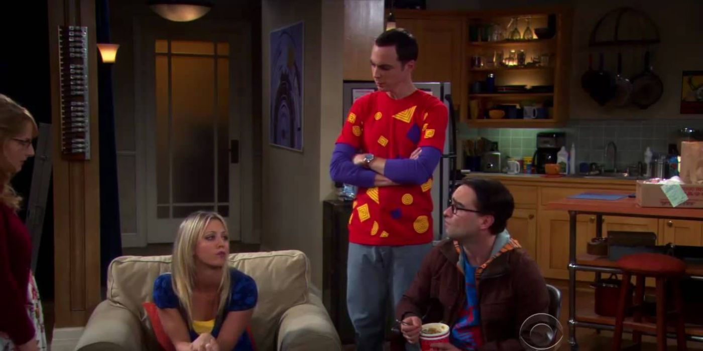 Penny and Sheldon talk to Bernadette as Leonard listens on TBBT