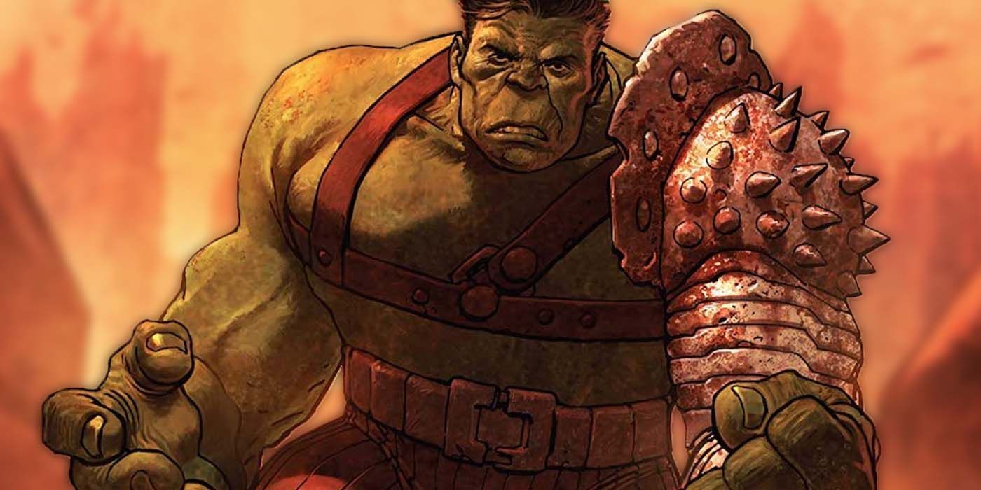 The Hulk wearing armor and with an angry expression