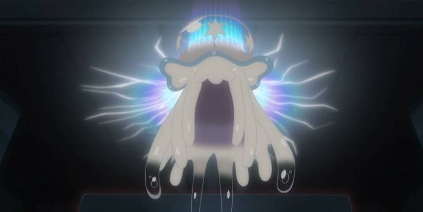 Pokémon GO Gen 7 Ultra Beasts Nihilego flying in front of aura.