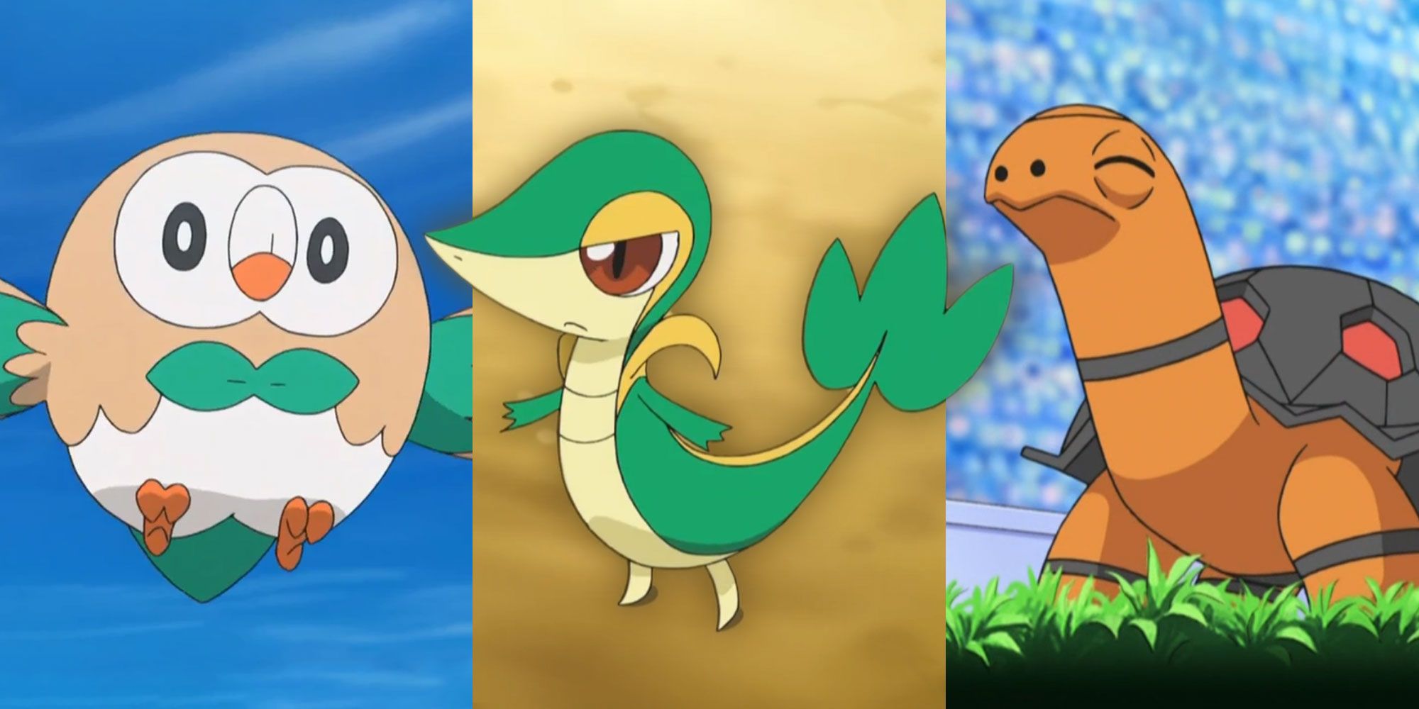 Three side by side images of Pokemon.