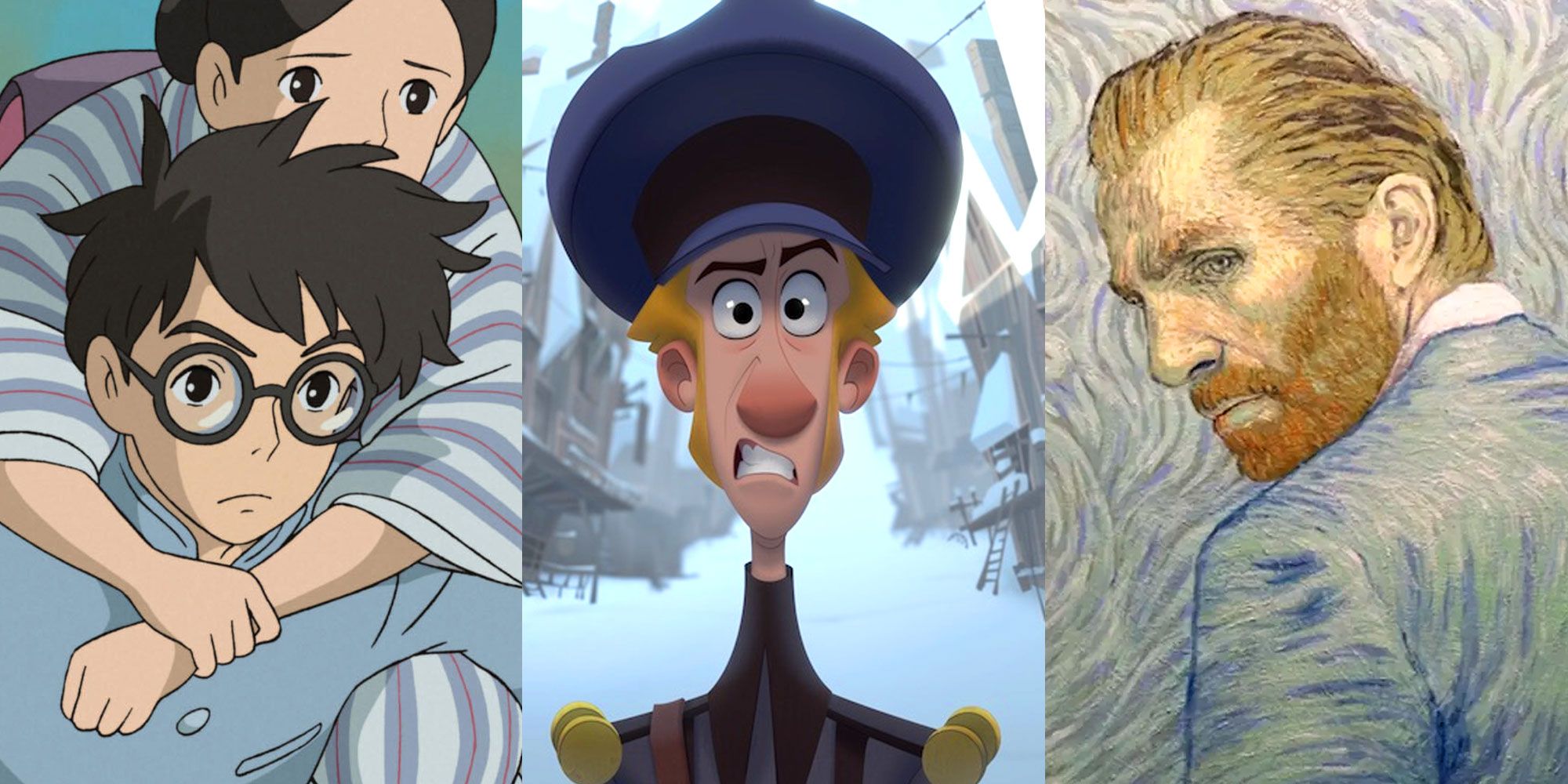 A split image of several international animated movies.