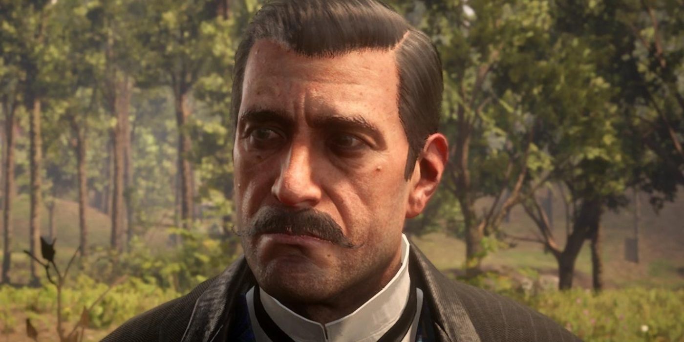 Josiah Trelawny looking serious in Red Dead Redemption.
