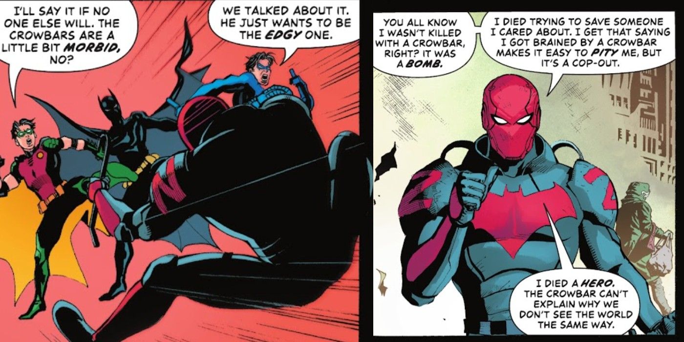 Red Hood (Jason Todd) explains how he died in Batman: A Death in the Family in Task Force Z #8.
