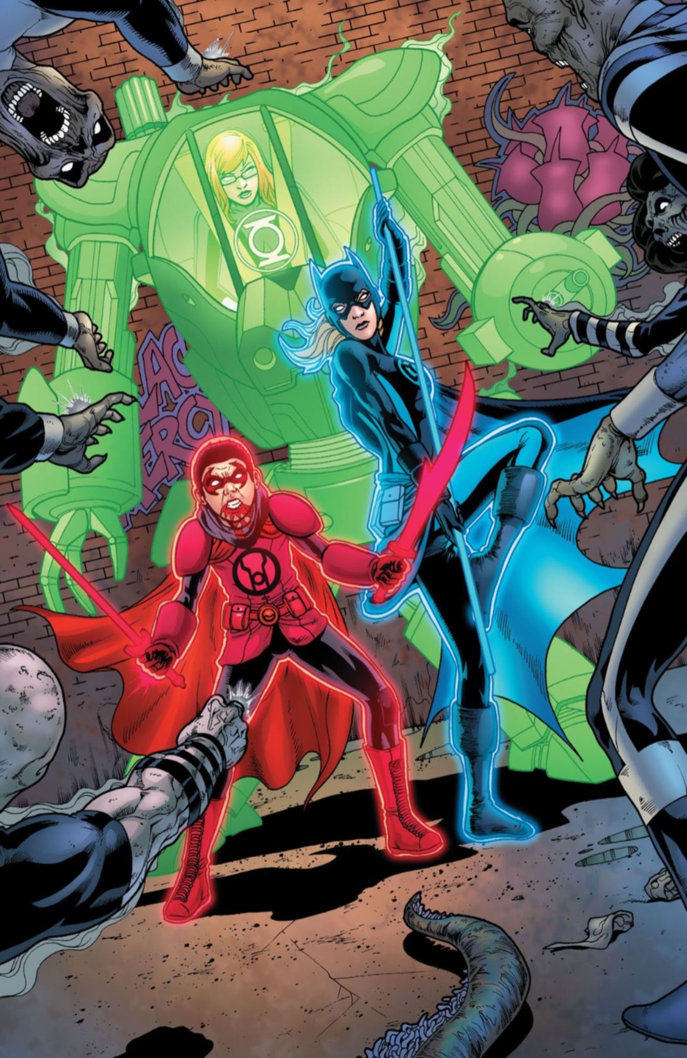 Red Lantern Robin, Blue Lantern Batgirl Gree Lantern Oracle DC Comics