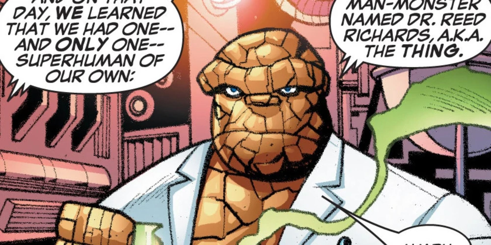 Reed Richards becomes The Thing in Marvel Comics.