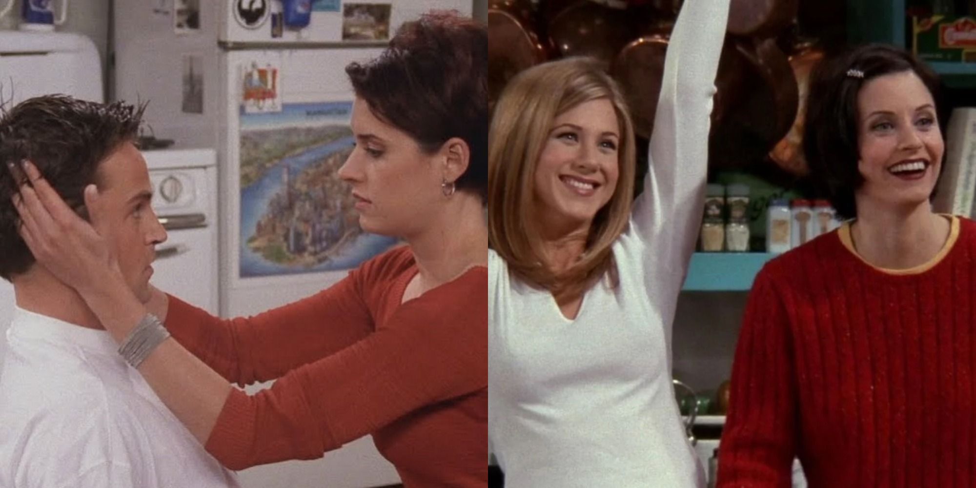 Chandler and Kathy and Rachel and Monica in Friends.