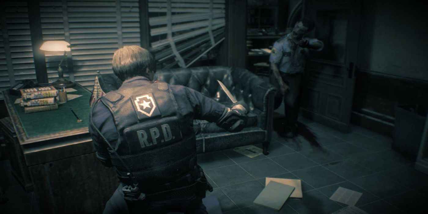 Gameplay from the remake of Resident Evil 2.