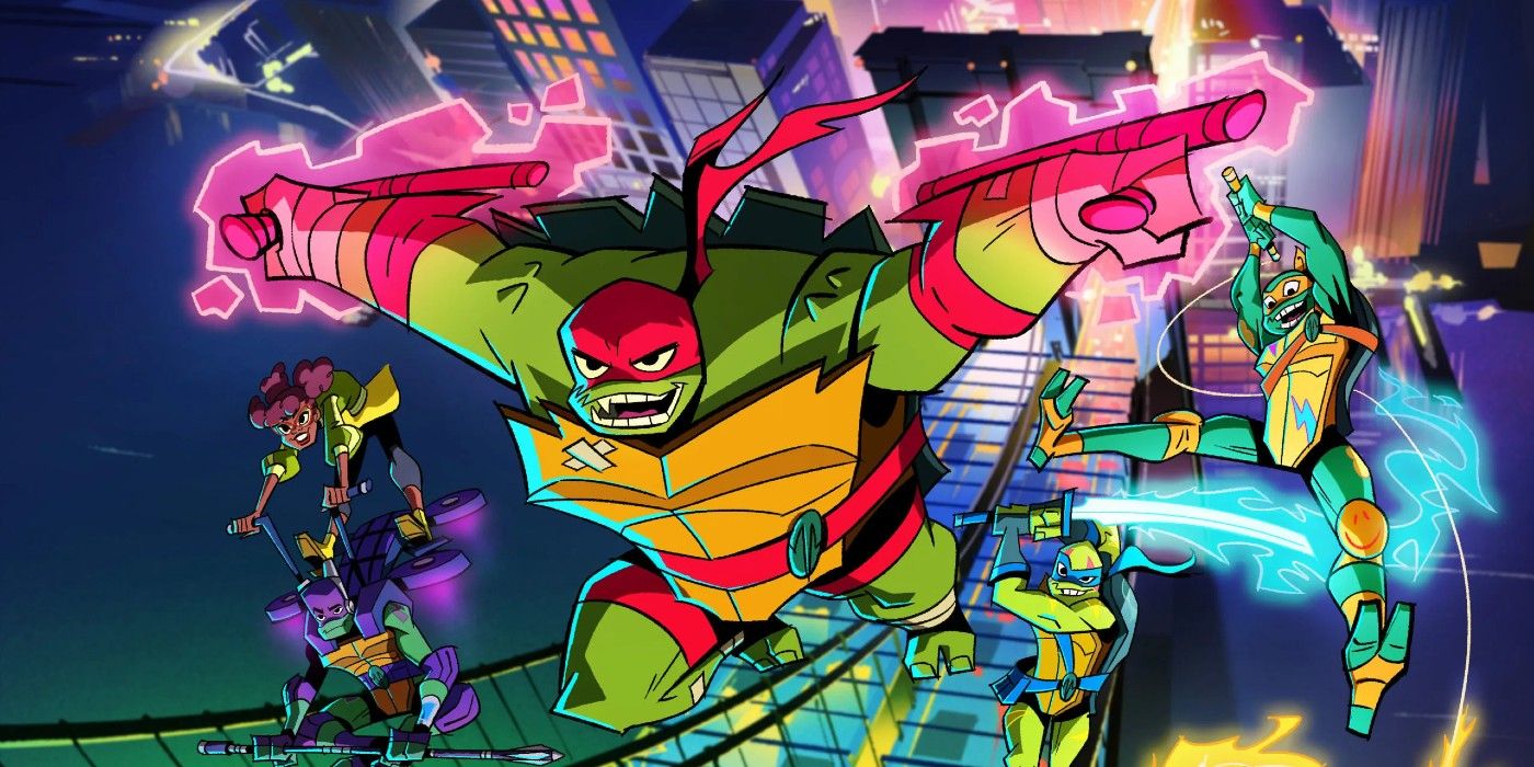 The turtles leap into action in Rise of the Teenage Mutant Ninja Turtles