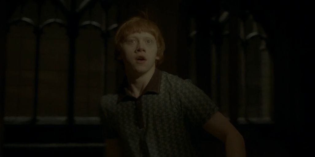 Ron looking scared in Harry Potter and the Half Blood Prince Cropped