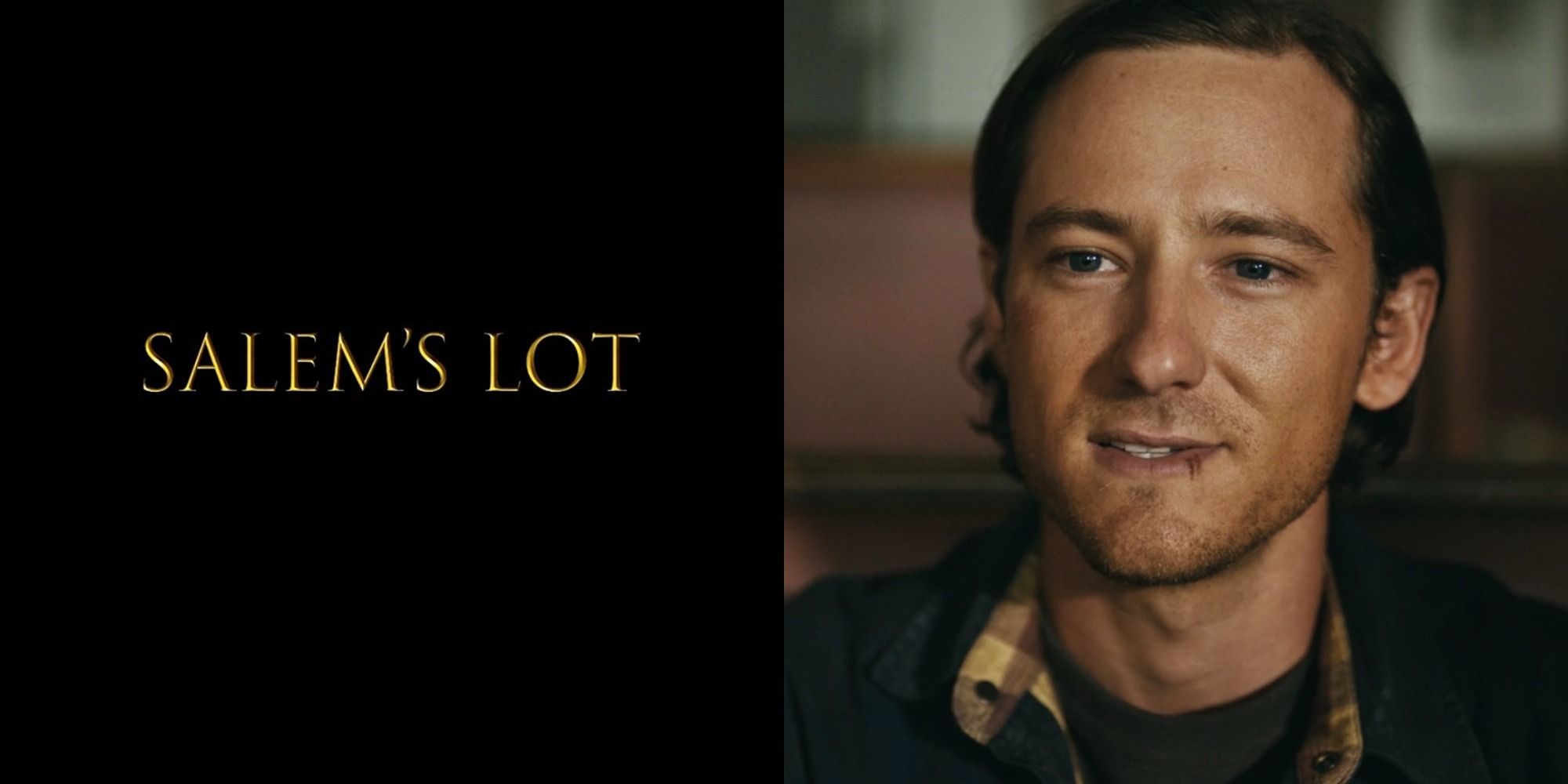 Split image showing the logo for Salem's Lot and actor Lewis Pullman.