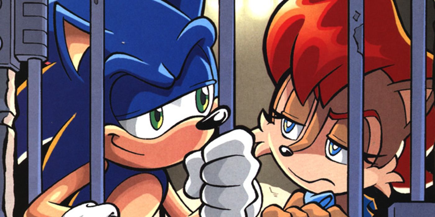Sally gets in trouble with the council when they charge her with treason in Sonic the Hedgehog #197.