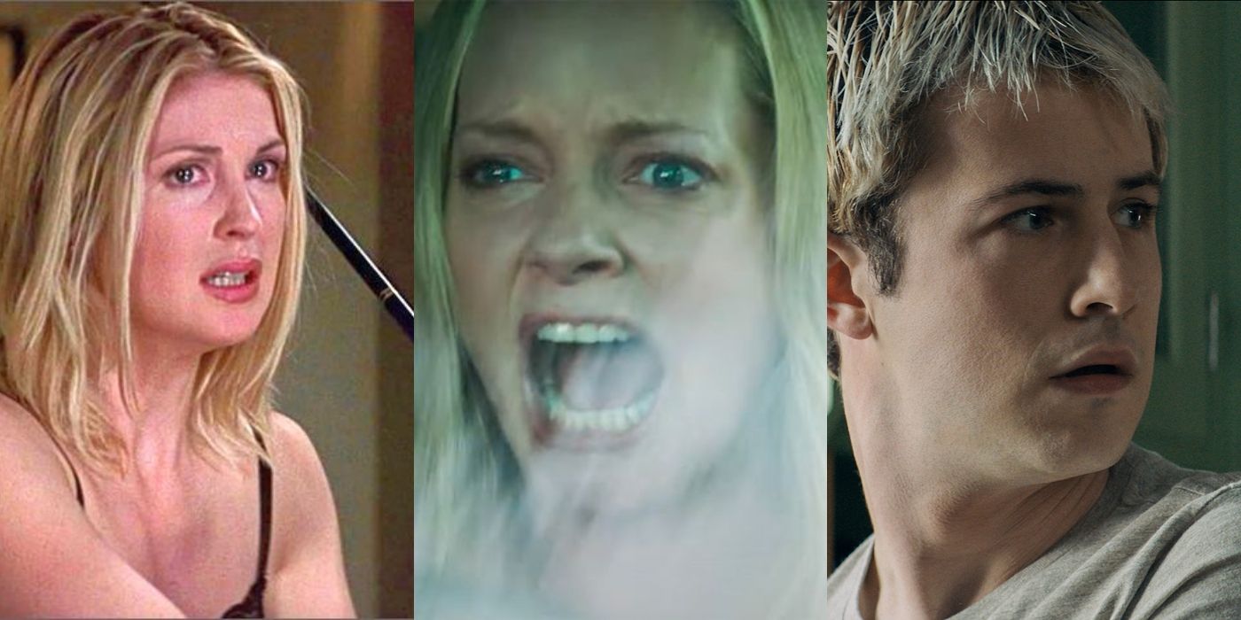 Split image of Christine in Scream 2 and Judy and Wes in Scream (2022)
