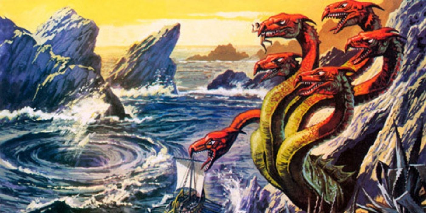 The Scylla coming out of the sea.