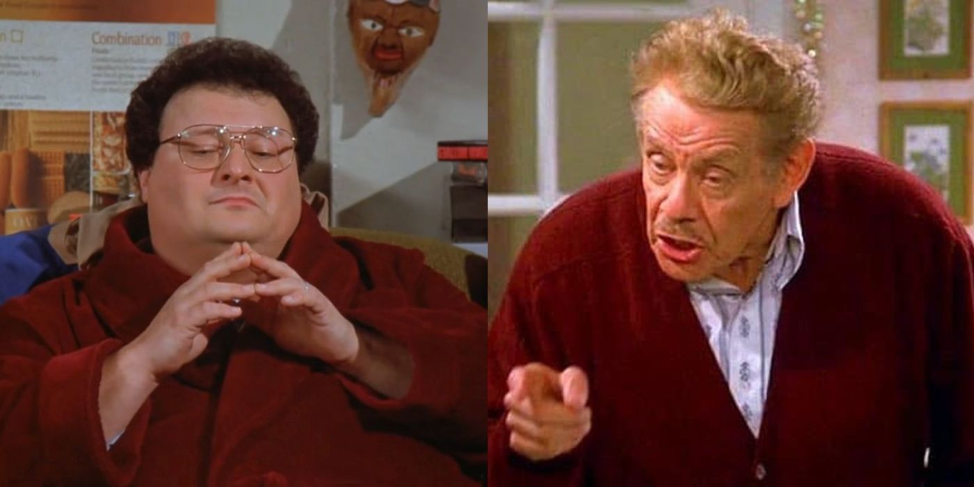 Split image of Newman and Frank Costanza on Seinfeld