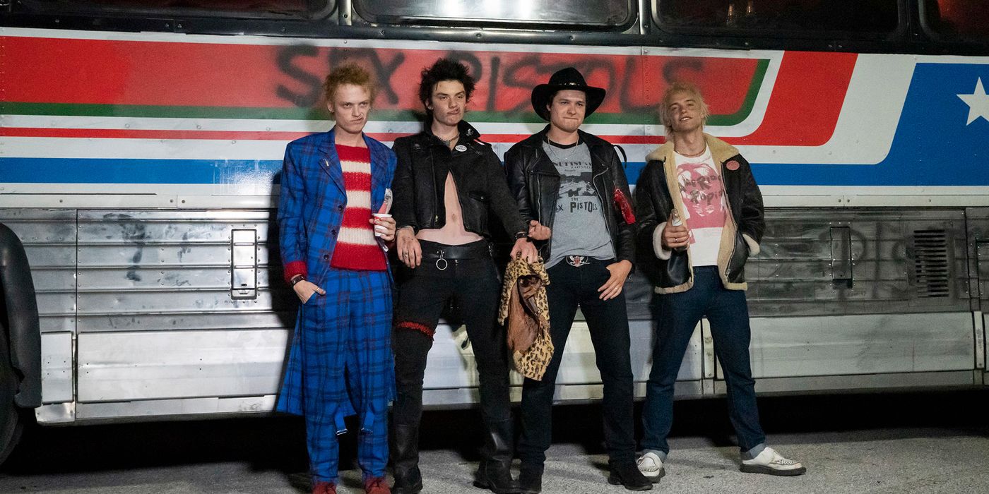 Sex Pistols pose next to a bus in FXs Pistol