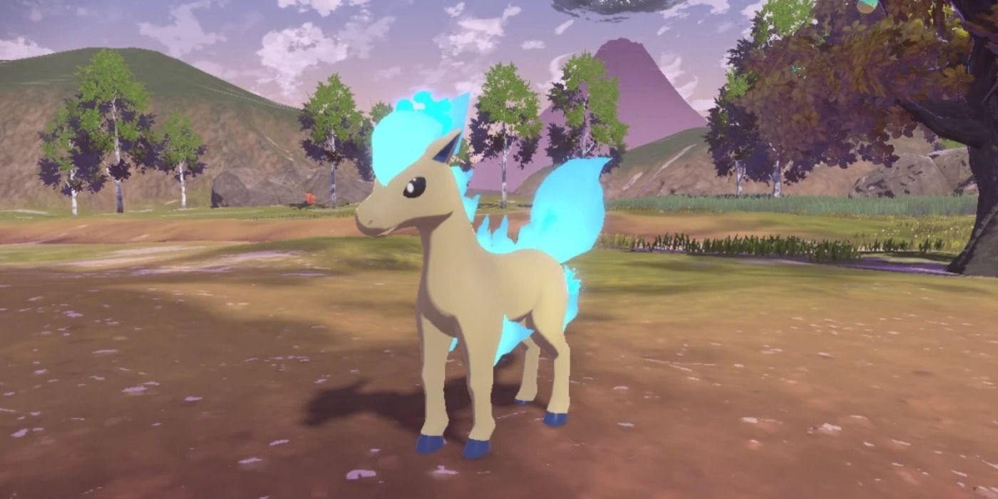A shiny Ponyta in the wilds of Pokémon Legends: Arceus.