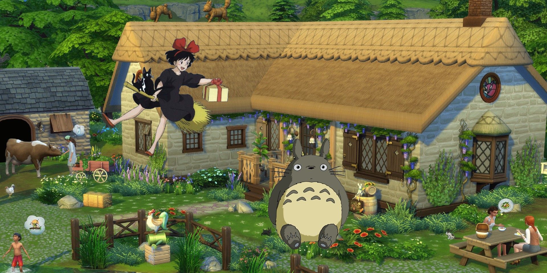 Sims 4 with Studio Ghibli characters.