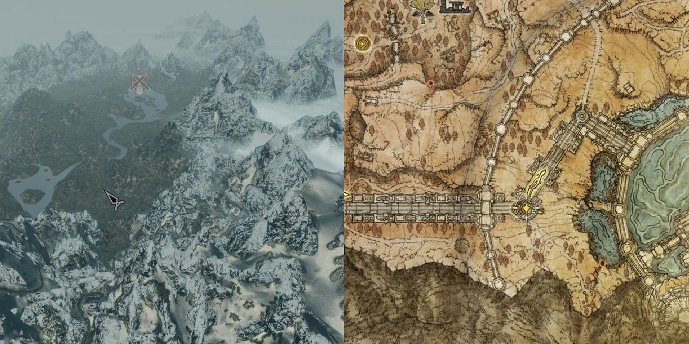 Skyrim's Map Compared To Elden Ring's Lands Between