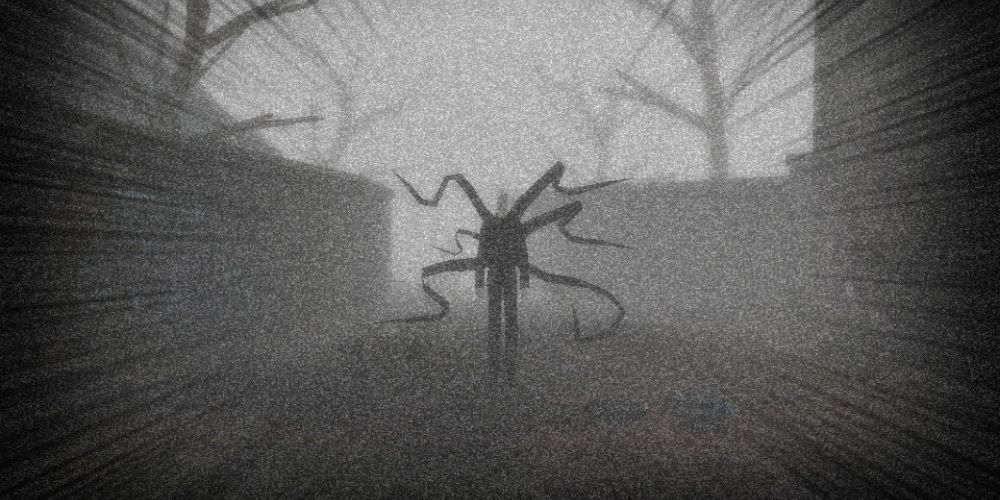 The Slender Man appears in a black and white image
