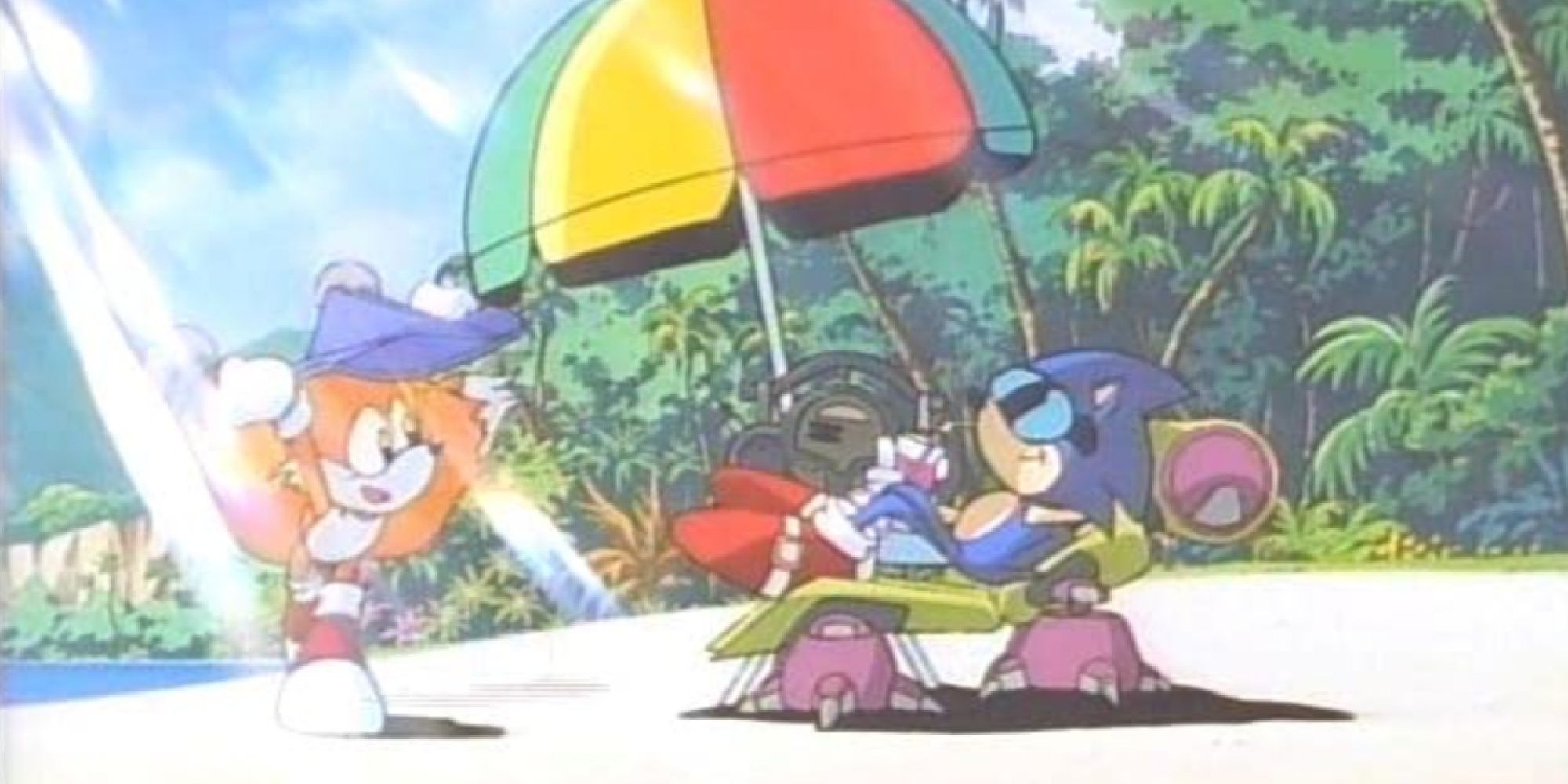 Sonic and Tails on the beach in Sonic The Hedgehog: The Movie