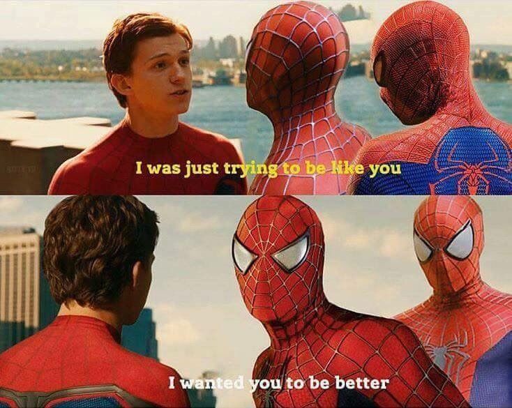 A meme of Tom Holland and two other Spider-Men.