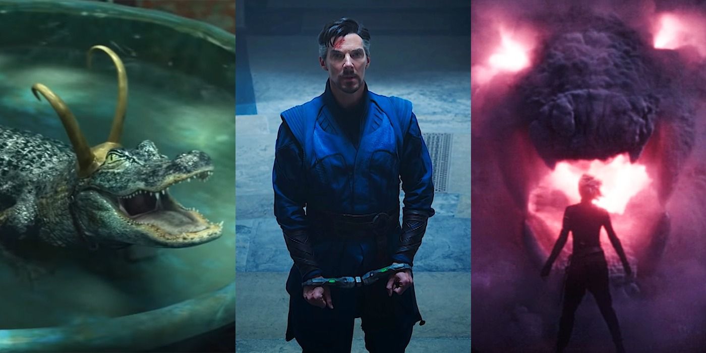 Split image of Alligator Loki, Doctor Strange and Alioth with Sylvie in Marvel Multiverse feature