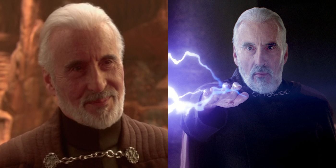 Split image of Count Dooku in Star Wars